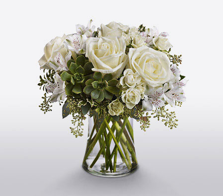 White Magic-White,Alstroemeria,Rose,Arrangement