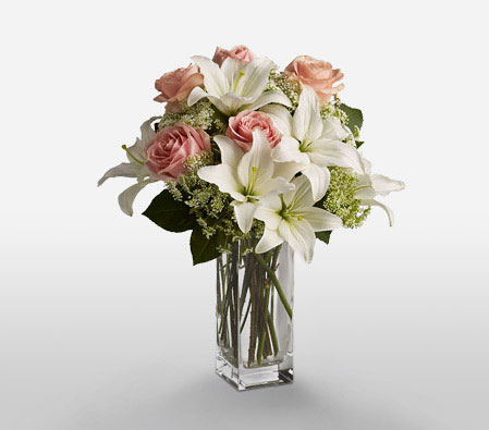 Summer Magic-Mixed,Pink,White,Rose,Mixed Flower,Lily,Arrangement