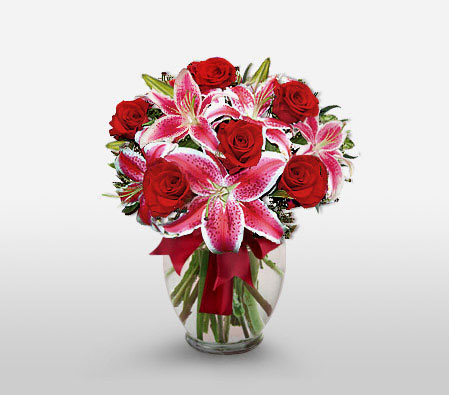 Klassicheskiy Duet-Pink,Red,Lily,Rose,Arrangement