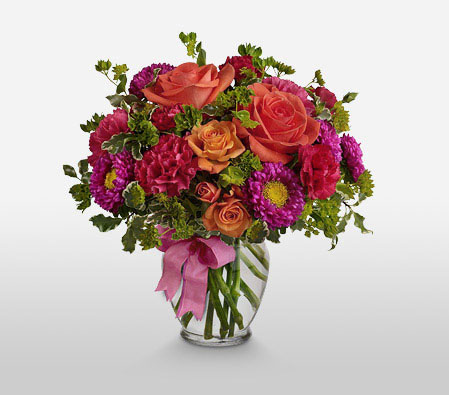 Cheer-Mixed,Orange,Pink,Red,Rose,Carnation,Arrangement