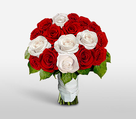 Elegant Expressions-Red,White,Rose,Bouquet