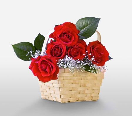 Regal Bliss-Red,Rose,Arrangement,Basket